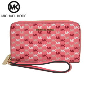 マイケルコース 財布 長財布 MICHAEL KORS ジェット セット トラベル MK ロゴ ストラップ付 ラージ フラット ラウンド フォン ウォレット 35S3GTVE3L TEA ROSE MLT(ピンク系×マルチカラー) アウトレット レディース 送料無料