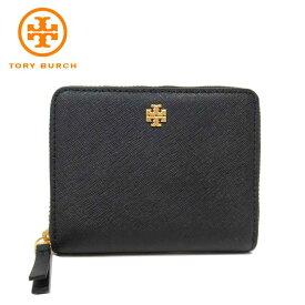 【10%OFF 4/21 09:59迄】トリーバーチ 財布 二つ折り 財布 TORY BURCH 財布 エマーソン ミディアム ウォレット ラウンドファスナー ミニ財布 136098 0522 001(ブラック) アウトレット レディース 送料無料