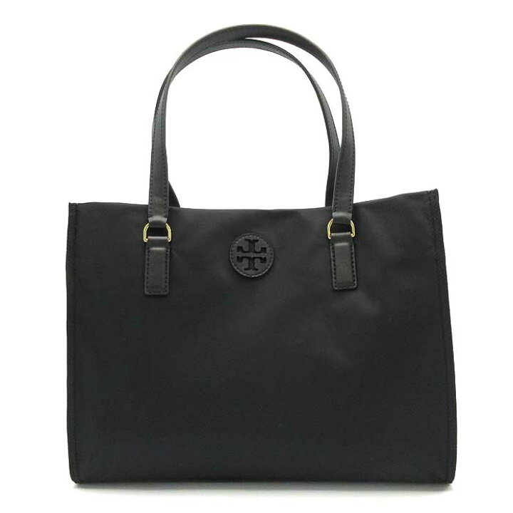 美品 トリーバーチ エラ トートバッグ 肩掛け A4 ナイロン×レザー 黒 