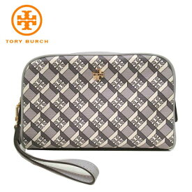 トリーバーチ ポーチ TORY BURCH ジオ ロゴ PVC エッセンシャルズ ポーチ 87926 0222 061(グレー系) アウトレット レディース 送料無料