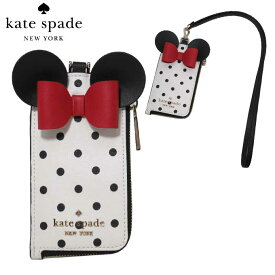 ケイトスペード カードケース IDケース レディース kate spade K4758 960 ネックストラップ レザー コラボ ディズニー Disney ミニーマウス 定期入れ パスケース アウトレット