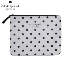 【1000円OFF 4/27 09:59迄】非売品!!ノベルティー!!レアアイテム!! ケイトスペード ポーチ kate spade ドット 水玉柄 フラットポーチ ホワイト系×ブラック レディース 【メール便対応(ネコポス)】