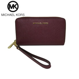 マイケルコース アウトレット Michael Kors モバイルアクセサリー 35F8GTVW7L レザー フラット スマホ iPhone フォンケース パスケース付き ラウンド長財布兼用可 JET SET TRAVEL / LG FLAT MF PHN CASE / MERLOT レディース