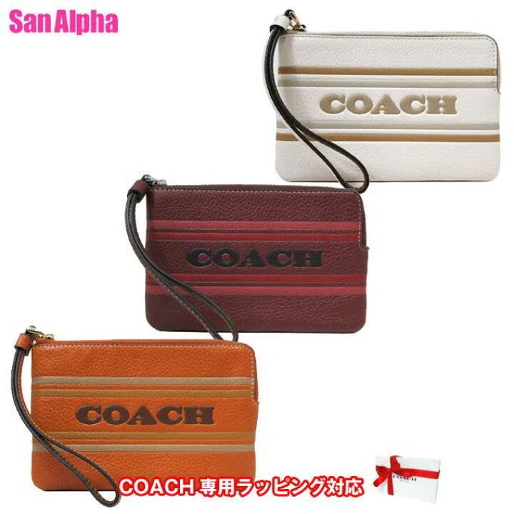 楽天市場】コーチ ポーチ COACH ロゴ ストラップ付き コーナージップ