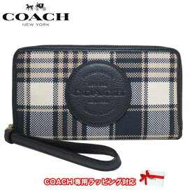 【1000円OFF 4/17 09:59迄】コーチ 長財布 レディース COACH C8680 IMF23 チェック柄 ロゴ デンプシー ストラップ付 ラージ フォン ウォレット アウトレット 送料無料