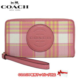 【1000円OFF 4/27 09:59迄】コーチ 長財布 レディース COACH C8680 IMTVT チェック柄 ロゴ デンプシー ストラップ付 ラージ フォン ウォレット アウトレット 送料無料