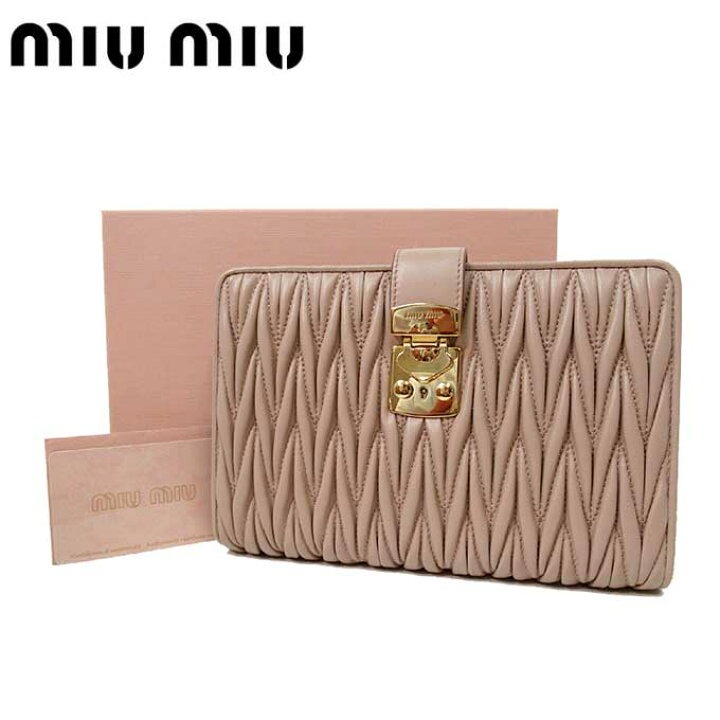 楽天市場 ミュウミュウ アウトレット Miu Miu ポーチ 5md004 マトラッセレザー 取り外し可能ポーチ付き クラッチバッグ ドキュメントホルダー Matelasse Cammeo レディース ギフト Sanalpha サンアルファ