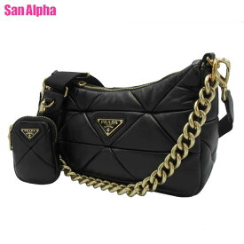 【1000円OFF 12/15 23:59迄】プラダ バッグ ショルダーバッグ PRADA SACCA ナッパレザー キルティング調 トライアングル ロゴプレート チェーンハンドル ミニポーチ付き 2WAY 斜め掛け 肩掛け 1BC157 NAPPA PATCH / NERO (ブラック) アウトレット レディース 送料無料