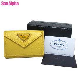 【1000円OFF 4/27 09:59迄】【訳あり】プラダ 財布 三つ折り財布 PRADA サフィアーノ トライアングル ロゴ ウォレット ミニ財布 1MH021 SAFFIANO TRIANG SOLE(イエロー系)アウトレット レディース 送料無料