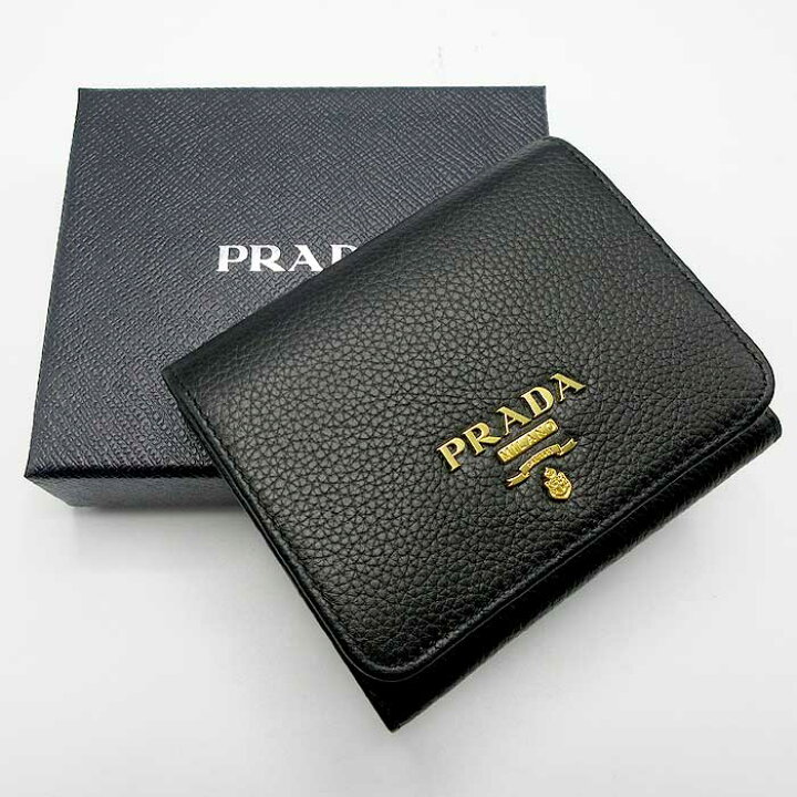 楽天市場】【訳あり】プラダ 財布 三つ折り財布 PRADA ペブルドレザー 