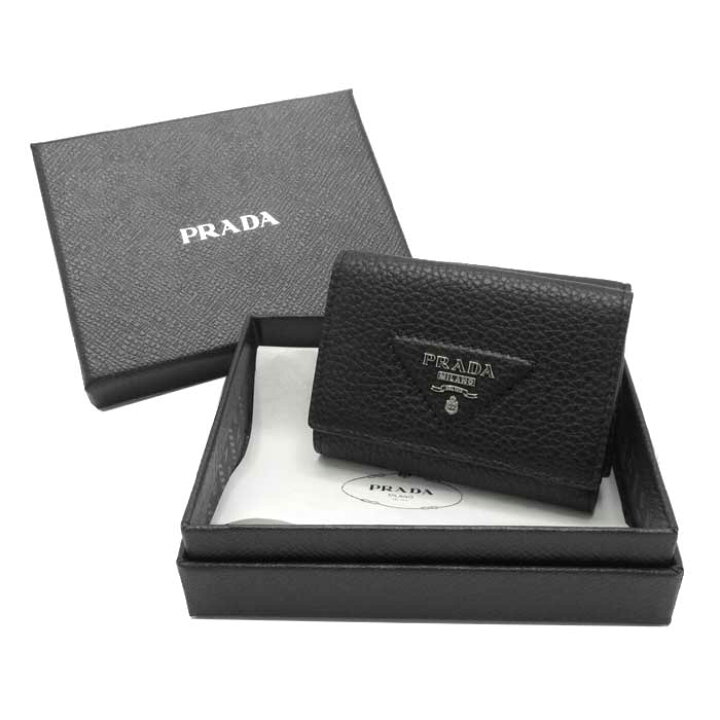 プラダ うつら 三つ折り財布(小銭入れあり) PRADA レザー ミニ財布 