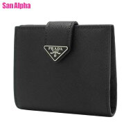 プラダ 財布 二つ折り財布 (小銭入れなし) PRADA サフィアーノ タブ トライアングル コンパクト カードウ…
