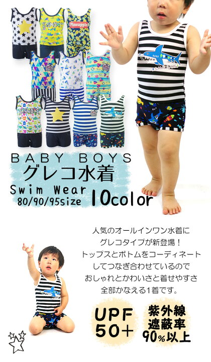 楽天市場 ベビー 水着 男の子 子供 水着 男の子 ベビー水着 ベビー ラッシュガード ベビー オールイン 水着 Uvカット ベビースイミング Upf50 ファスナー おむつ仕様 紫外線対策 日焼け防止 日本製 メール便送料無料 80 90 95 Laqua