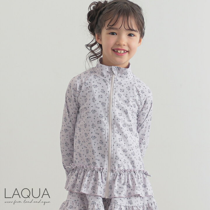 楽天市場 ラッシュガード キッズラッシュガード 子供 ラッシュガード女の子 長袖 フードなし リボン 二段フリル Uvカット 日焼け防止 100サイズ 110サイズ 1サイズ 130サイズ かわいい 柄たくさん 女の子 学校用 保育園用 幼稚園用 Laqua