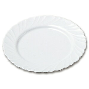メラミン洋皿 ドレープ ミート皿 22.9cm(DP-13) 大皿 肉皿 丸皿 洋食器 朝食 パン食 洋風 ホワイト レリーフ 軽い 器 業務用 メラミン食器 サークル Drape エンテック【日本製】