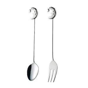 ラバーキャスト シルバー・月(コーヒースプーン/ヒメフォーク)(003440_57)ステンレス カトラリー 洋食器 卓上 エスニック チャーム ムーン 神聖 MOON 三日月【日本製】【メール便対応】