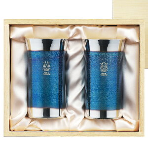 輝 (かがやき) 純銅 ひとくちタンブラー 銀古美 2pc セット 150ml (KG-16) 酒器 カップ 冷酒 ペアセット シルバー×ブルー 碧 燕市 Made in TSUBAME シック おしゃれ【日本製】