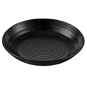 たくみ庵 丸深皿23cm 黒(D258B) 1L 中華 麺 盛りつけ ラーメン うどん そば 本格的 軽い 器 業務用 和食 ブラック モノトーン エンテック【日本製】