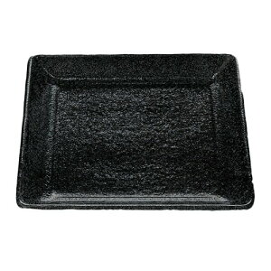 たくみ庵 正角皿22cm 黒(D257B) 中華 麺 盛りつけ ラーメン うどん そば 本格的 軽い 器 業務用 和食 スクエア ブラック モノトーン エンテック【日本製】