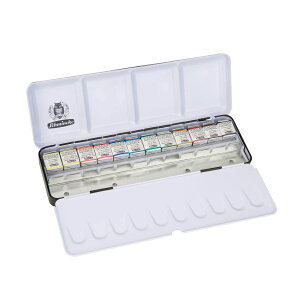 シュミンケ ホラダム ハーフパン12色セット 2面パレット・メタルケース入り 7×22×2.5cm (74412) 高級透明水彩絵具 絵の具 固形水彩 美術 知育 誕生日祝い 入学祝 進学祝い 画材 ギフト Schmineke HORA