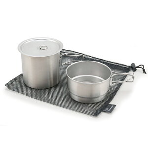 2WAYライスクッカーセット SOLO 1合炊 収納袋付 (PY-C011) ステンレス鋼 飯盒 炊飯 コーヒー 珈琲 ドリップ お手入れ簡単 アウトドア キャンプ シンプル おしゃれ メッシュ袋【日本製】