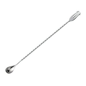 バースプーン特大・左利き用 (MR-655) 37cm 18-8ステンレス らせん ツイスト 螺旋 マドラー フォーク 混ぜ棒 水割り カクテル プロユース 業務用 金属【日本製】【メール便対応】