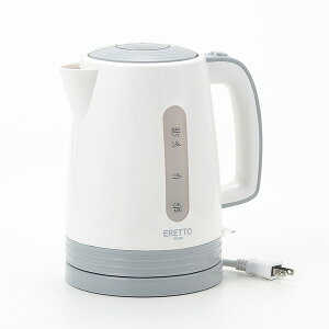 エレット モノ 電気ケトル1.7L (ET-105) 調理家電 キッチン ダイニング 朝食 安全 たっぷり 湯沸かし シンプル グレー ホワイト モノトーン ギフト
