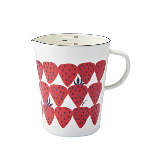 プルーン ホーローメジャーカップL (あかいちご) (PMC-701) 930ml トールサイズ 計量カップ 琺瑯 ほうろう イチゴ 苺 ストロベリー フルーツ モダン ケーキ 雑貨 ケーキ レッド かわいい オシャレ