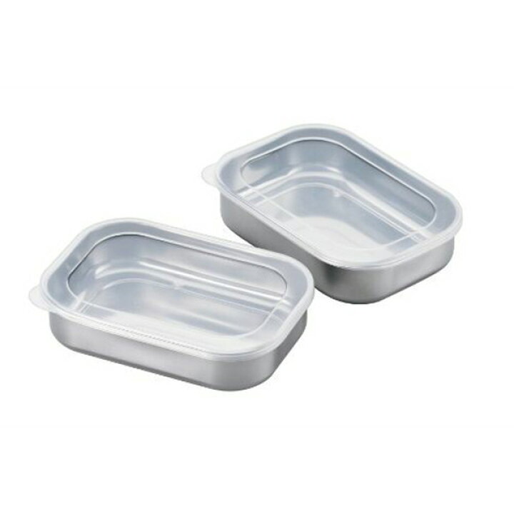 楽天市場】フタ付ステンレス製角型容器2個セット (CKY-02) 500ml 