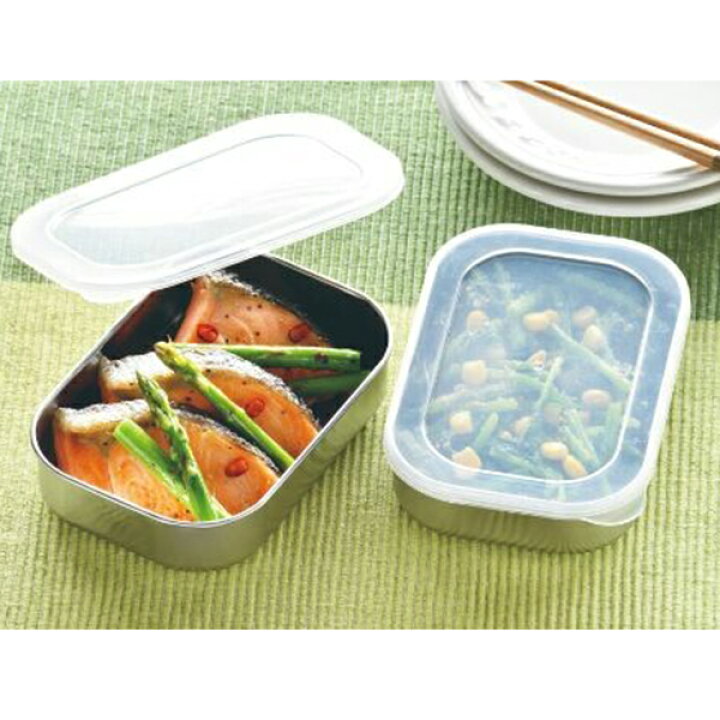 楽天市場】フタ付ステンレス製角型容器2個セット (CKY-02) 500ml 