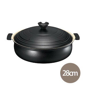 軽楽御膳(かるらごぜん) IH対応 セラミックコーティング卓上鍋 28cm (KG-06) 4〜5人用 アルミ ステンレス 鍋料理 和モダン たっぷり シリコンカバー付き 焦げつきにくい 内面コーティング セラミ