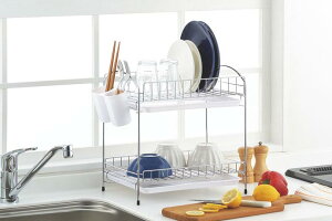 デイズ 二段水切りバスケット(DS-05)水切りかご キッチン 流し 洗いもの ラック かご ワイヤー シルバー スチール 組み立て式