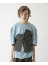 【SALE／50%OFF】puff shoulder big tee LAATO ラート トップス カットソー・Tシャツ ブラック ブラウン【RBA_E】【送料無料】[Rakuten Fashion]