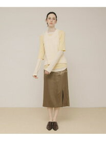 glossy midi skirt LAATO ラート スカート ミニスカート ホワイト カーキグリーン【送料無料】[Rakuten Fashion]
