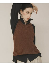 mix knit vest LAATO ラート トップス ベスト・ジレ ホワイト ブラウン【送料無料】[Rakuten Fashion]