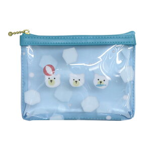 トリオ水族館/ミニケース《透明ポーチ/ミニポーチ/小物入れ/収納/コスメ/どうぶつ柄/アニマル柄/ジンベイザメ/ジンベエザメ/メンダコ/ラッコ/シロクマ/おしゃれ/大人/かわいい/可愛い》【