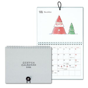 【楽天ランキング1位】【2026年1月始まり】(101)2026年カレンダー スケッチカレンダー 月曜始まり《おしゃれ/大人/かわいい/可愛い/無地》【ラボクリップ】