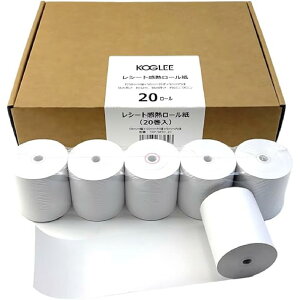 KOGLEE 感熱ロール紙 58mm幅 (20巻入) 32m / レシートプリンター用 ロールペーパー / 幅58mm×外径50mm×内径9mm / スマレジ・Airレジ・Square対応 / モバイルプリンター・キャッシュレス決済端末に レシ