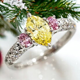マルチカラーダイヤモンド (イエロー・ピンク・カラーレス) プラチナ900 リング (R100168)　指輪 プロポーズ 婚約指輪 ご褒美 普段使い プレゼント