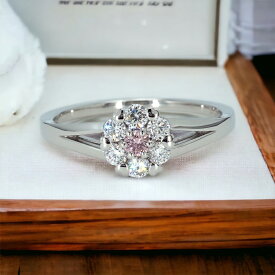 1点のみ【Fancy Pink, VS1】0.051ctアーガイルピンクダイヤモンドダイヤモンド 0.24ctプラチナ リング (R-280) レディースジュエリー 指輪 プレゼント エンゲージ