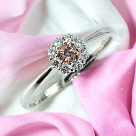 【ファンシーピンク】ピンクダイヤモンドリング 0.05カラット プラチナ900 K18PG ブーケミニ (R100234) 指輪 プロポーズ 婚約指輪 エンゲージ ご褒美 普段使い プレゼント
