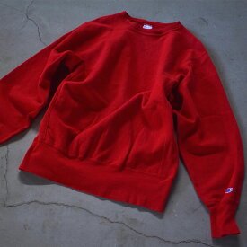 【中古】90's　Champion/チャンピオン 目無し！ 無地 RED RWスウェット　USA製　221210