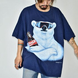 【中古】90's　Coca-Cola/コカ・コーラ POLAR BEAR “ALWAYS” アニマルプリント Tシャツ　USA製　230713