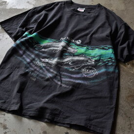 【中古】90's　 SANSIGAL "Sea world" シロイルカ アニマルプリント Tシャツ　USA製　230601