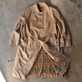 【中古】80’s Burberry バーバリーチェック ライナー付き バルマカーンコート ステンカラーコート 英国製 240103