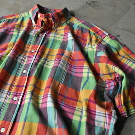 【中古】90's Ralph Lauren “BLAKE” マドラスチェック 半袖 ボタンダウンシャツ 240502 S2092