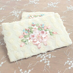 マルチケース 約12×20cm リボン刺繍 カード 通帳 収納 整理【2207S-2】