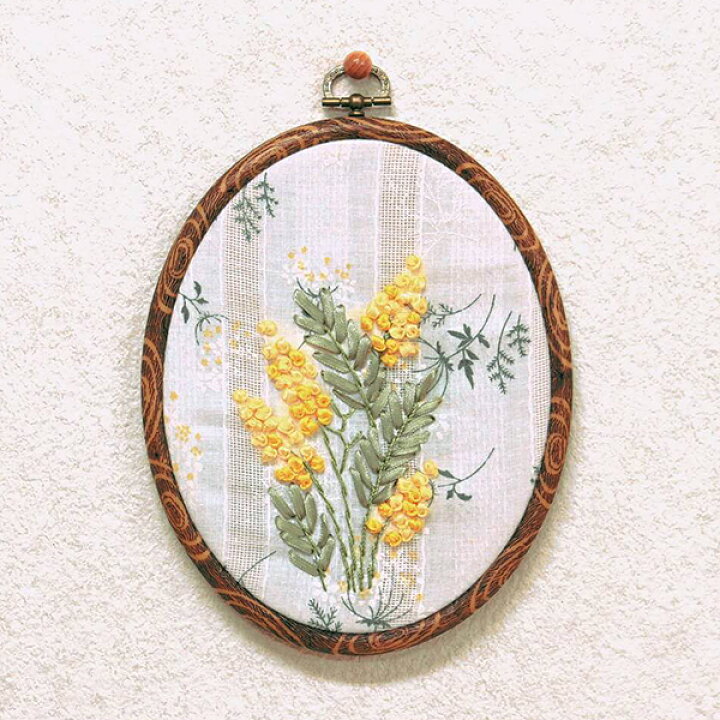 楽天市場】ミモザ ウォールデコ M 約19×15cm リボン刺繍 壁掛け 