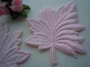 スーパーソフトコットン!!!ピンクのリーフ柄のケミカルモチーフレース  10枚入り3A-00647送料最安値は定形外郵便140円