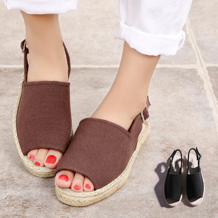 楽天市場 ぺたんこサンダル 歩きやすい ヒール サンダル レディース 幅広 甲高 厚底サンダル 旅行 大きいサイズ おしゃれ 厚底 サンダル 疲れない ローヒール ワイズ 3e レディース靴 黒 フラットシューズ ぺたんこ サンダル カジュアル 走れる 25cm 痛くならない Ff